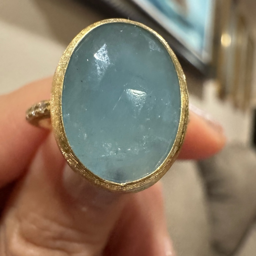 Stunning Marco Bicego Natural Aquamarine & Diamonds 18K Siviglia Ring